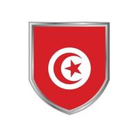 Tunisiens flagga med metallsköldram vektor
