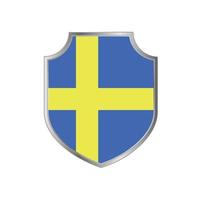 sveriges flagga med metall sköld ram vektor