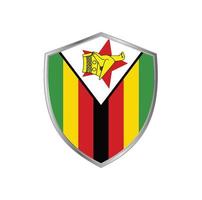 Zimbabwes flagga med silverram vektor