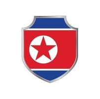 flagga av Nordkorea med metall sköld ram vektor