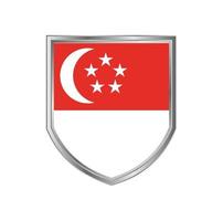 Flagge von Singapur mit Metallschildrahmen vektor