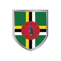 flagga av dominica med metall sköld ram vektor