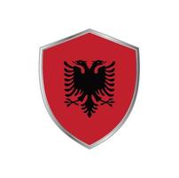 Albaniens flagga med silverram vektor