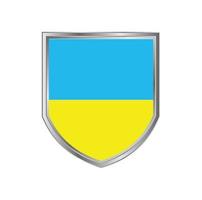 Ukrainas flagga med metall sköld ram vektor