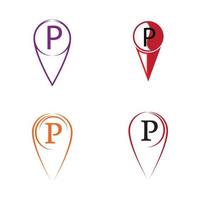 Parkplatz-Pin-Vektor-Symbol Illustration Design-Vorlage vektor