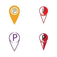 Parkplatz-Pin-Vektor-Symbol Illustration Design-Vorlage vektor