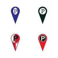 Parkplatz-Pin-Vektor-Symbol Illustration Design-Vorlage vektor