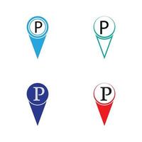 Parkplatz-Pin-Vektor-Symbol Illustration Design-Vorlage vektor