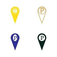 Parkplatz-Pin-Vektor-Symbol Illustration Design-Vorlage vektor