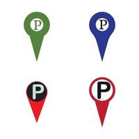 Parkplatz-Pin-Vektor-Symbol Illustration Design-Vorlage vektor