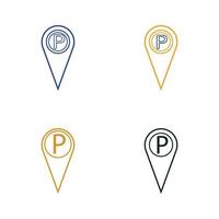 Parkplatz-Pin-Vektor-Symbol Illustration Design-Vorlage vektor