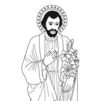 saint joseph av nazareth vektor illustration monokrom kontur