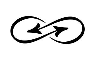 Infinity Vector illustration symbol pilar. Handdragen bläckborste. Tunnlinjeskribbelikonen. Modern doodle skiss. Cykel oändligt liv koncept. Grafiskt designelement för kortlogo och tatuering