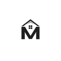 bokstaven m och husets logotyp eller ikondesign vektor