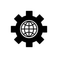 global inställning. kugghjul med världen ikon vektor