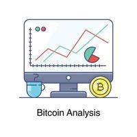flaches Vektordesign des Bitcoin-Analysesymbols vektor