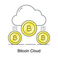 Bitcoin moln teknik ikon platt design vektor