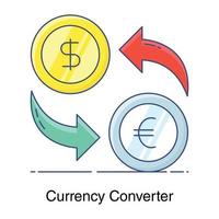 Dollar mit Euro-Vektor-Design des Währungsumrechner-Konzeptsymbols vektor