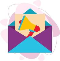 Mail mit einem Megaphonsymbol. E-Mail-Marketing-Symbol. Vektor-Illustration in einem flachen Stil. vektor