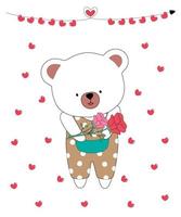 Vektor-Illustration Sammlung von niedlichen kleinen Bären mit Doodle-Stil im Valentinstag-Thema entworfen vektor