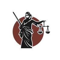 Göttin der Gerechtigkeit Logo mit Schwert vektor