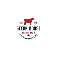 Steakhouse Kuh Logo Design flach isoliert Grafik Vektor