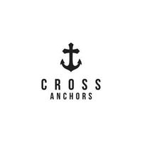 Kirche christliches Kreuz mit Anker Logo Design Inspiration vektor