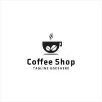Inspiration für das minimalistische Logo-Design von Kaffeetasse und Bohne vektor