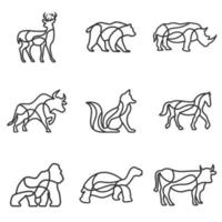 Monoline Premium Set Tiere moderne Linie Kunst Logo Design vektor