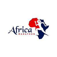 marathon löpning sport logotyp i afrika vektor