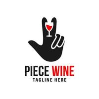 Wein trinken Hand Illustration Logo vektor