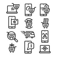 e-handel ikoner set vektor