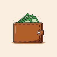 Brieftasche und Stapel Geld Illustration vektor