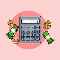 Geldberechnung mit Taschenrechner, Finanzillustration vektor