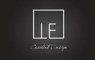 le Square Frame Letter Logo Design mit schwarzen und weißen Farben. vektor