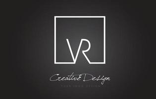 vr Square Frame Letter Logo Design mit schwarzen und weißen Farben. vektor