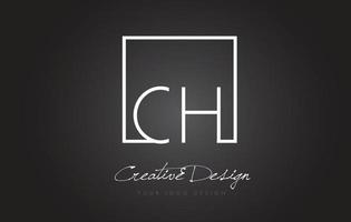 ch Square Frame Letter Logo Design mit schwarzen und weißen Farben. vektor