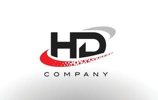 HD modernes Buchstaben-Logo-Design mit rot gepunktetem Swoosh vektor