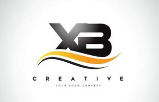 xb xb Swoosh-Brief-Logo-Design mit modernen gelben Swoosh-Kurvenlinien. vektor