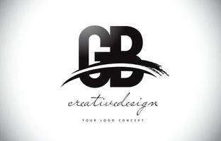 GB GB Letter Logo Design mit Swoosh und schwarzem Pinselstrich. vektor