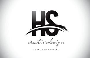 hs hs brief Logo-Design mit Swoosh und schwarzem Pinselstrich. vektor