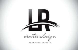 lr lr-Brief-Logo-Design mit Swoosh und schwarzem Pinselstrich. vektor