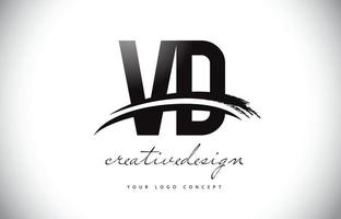 Vd Vd Letter Logo Design mit Swoosh und schwarzem Pinselstrich. vektor