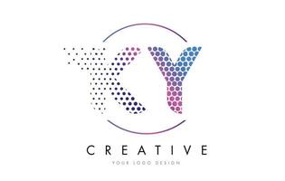 ky ky rosa Magenta gepunktete Blase Buchstaben Logo Design Vektor