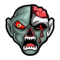 huvud zombie skrämmande arg, maskot esports logotyp vektorillustration vektor