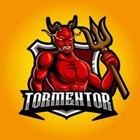 Teufel starkes wütendes Maskottchen esport-Logo vektor