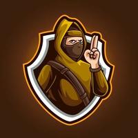 Ninja-Maskottchen, Logo-Illustration für Esport-Team und Streamer vektor