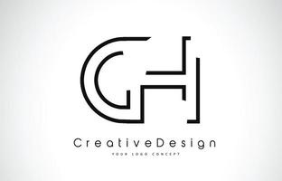 ch ch brief Logo-Design in schwarzen Farben. vektor