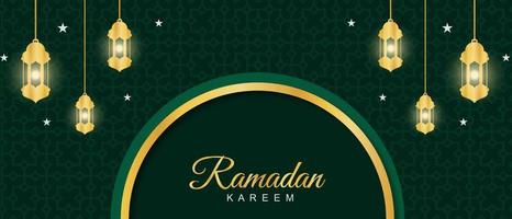 Schönes Ramadan Kareem Feierbanner mit Lampendekoration. Vektor-Illustration vektor