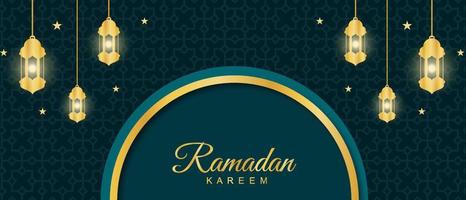 Schönes Ramadan Kareem Feierbanner mit Lampendekoration. Vektor-Illustration vektor